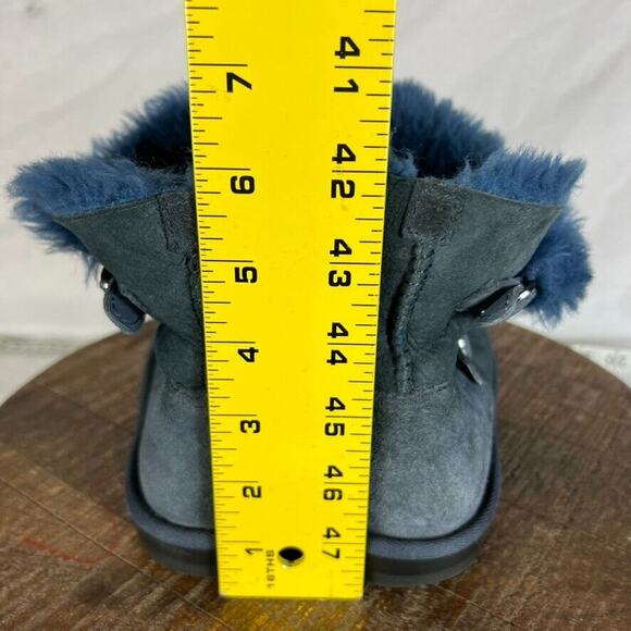 Kirkland Signature Boots Kids Girls 2 Blue Suede Wool Shearling Buckle Winter - Picture 6 of 11